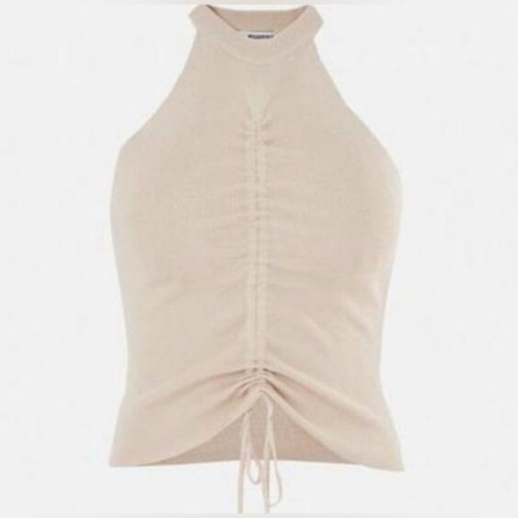 NWT Missguided Cream High Neck Top - Adjustable Rouching - Picture 1 of 3